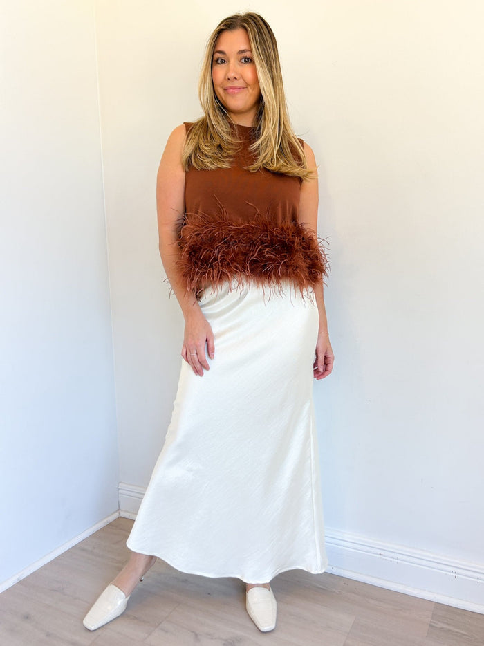 Khloe Feather Hem Ribbed Tank