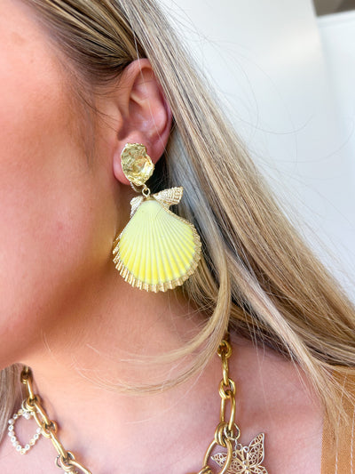 Large Seashell Earrings YELLOW O S