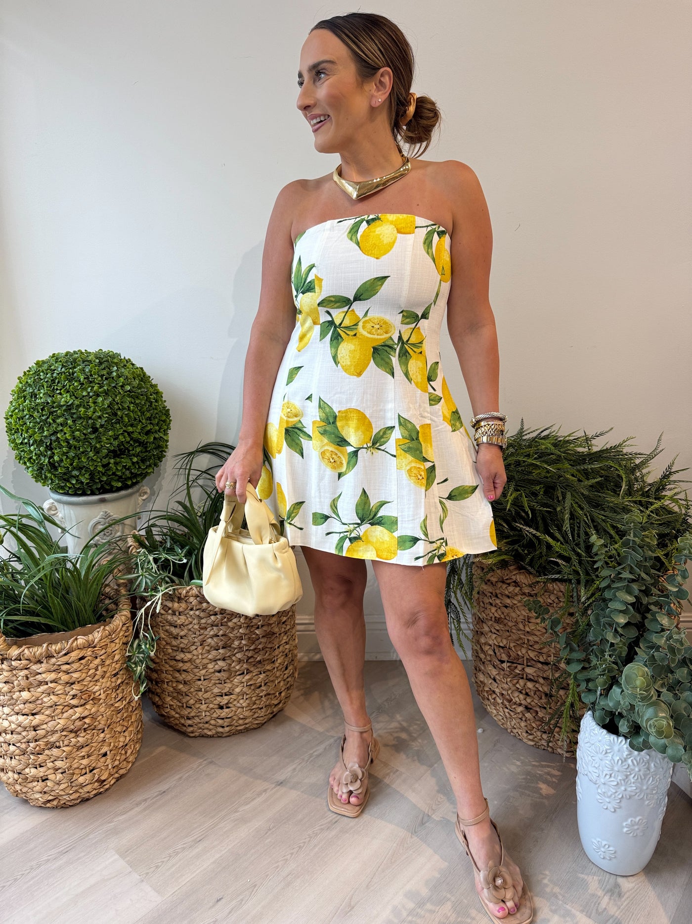 Lizza Lemon Tube Mini Dress