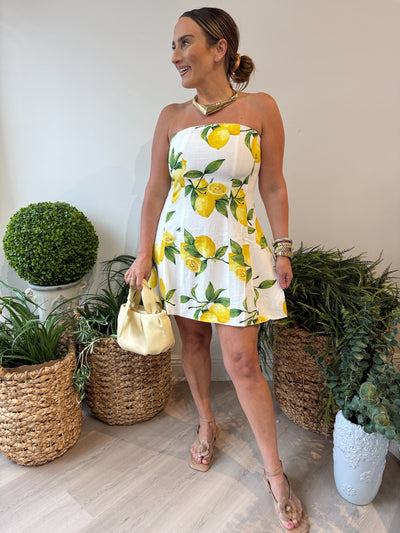 Lizza Lemon Tube Mini Dress