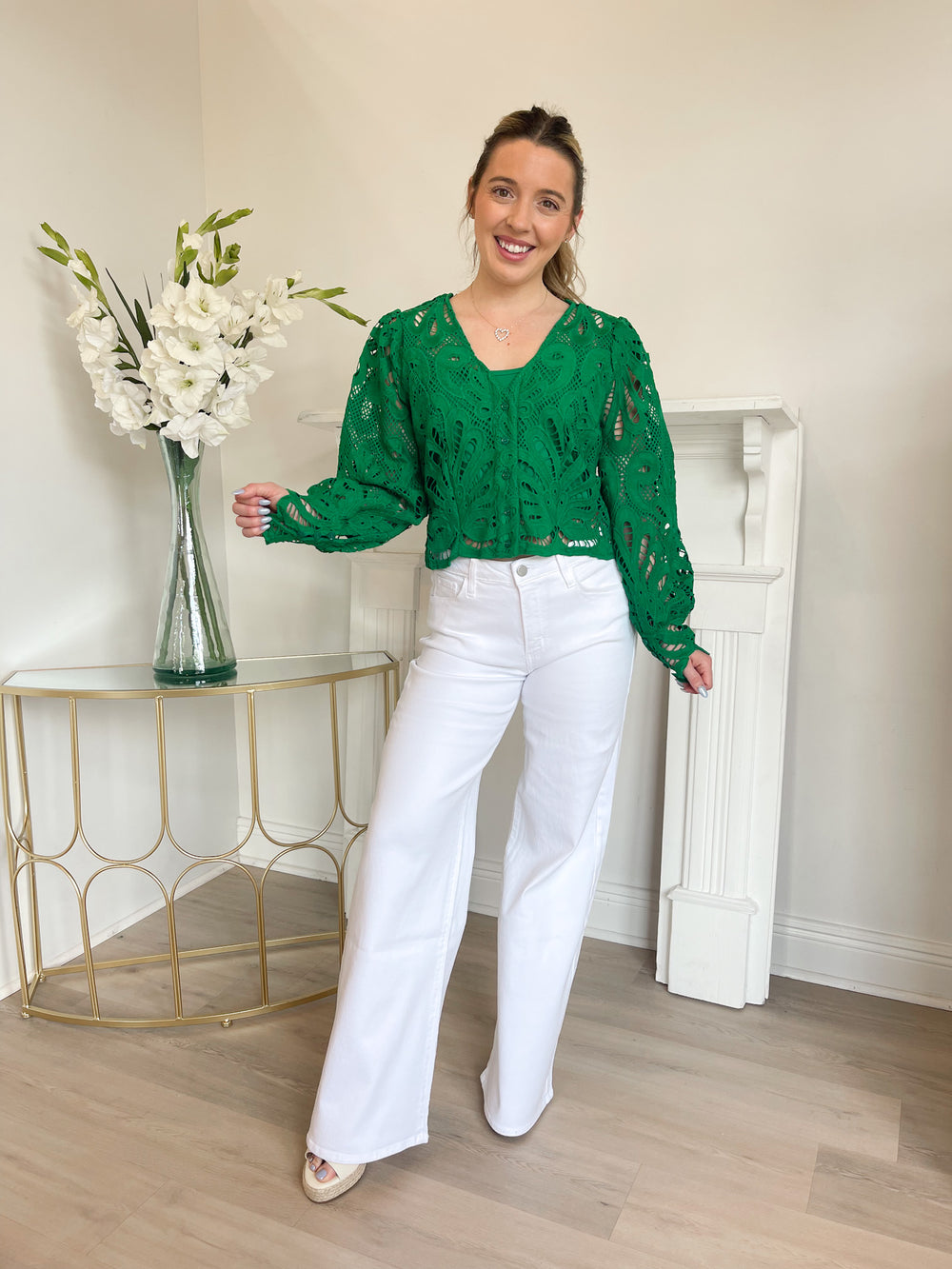 Colette Lace Top kelly green