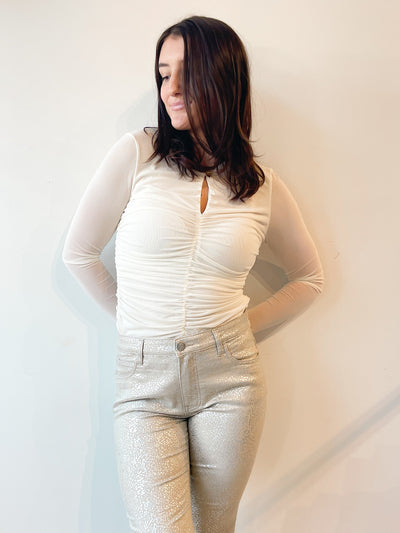 Yasmine Mesh Ruched Top
