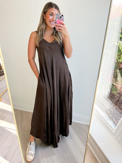 Catherine Silk Dress Coffee OneSize