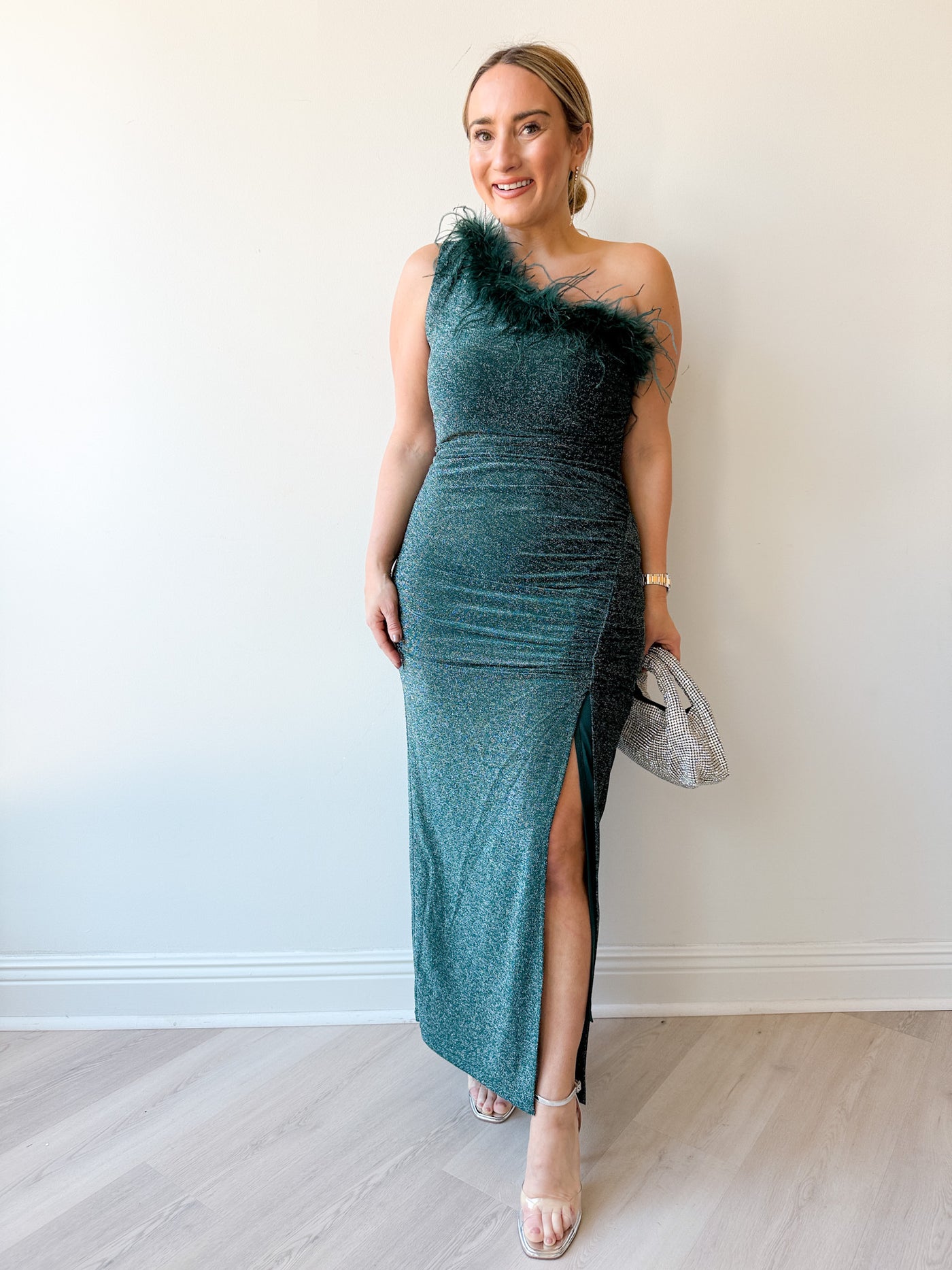 Sandrine One Shoulder Feather Dress