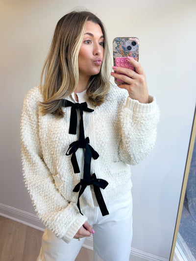 Pearl w/ Front Tie Cardigan