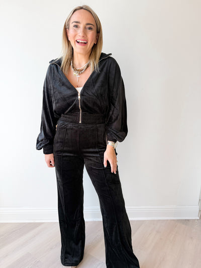 Taylor Velour Pant Set Black