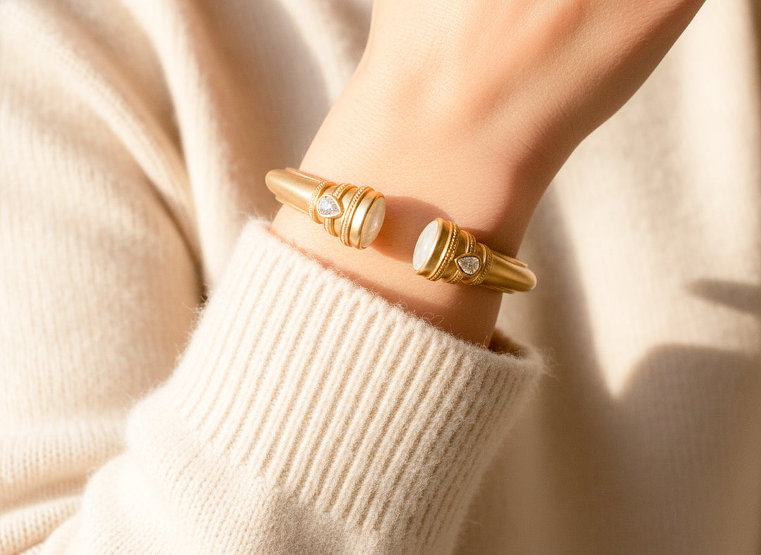Jules Cuff Gold White Opal