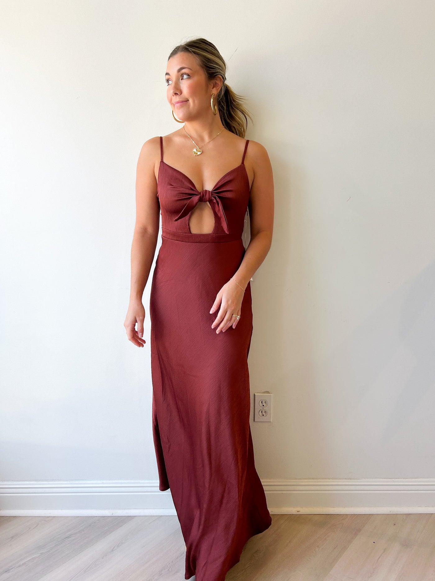 Micro Plisse Bias Cutout Dress