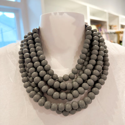 Wooden Beaded Necklace grey