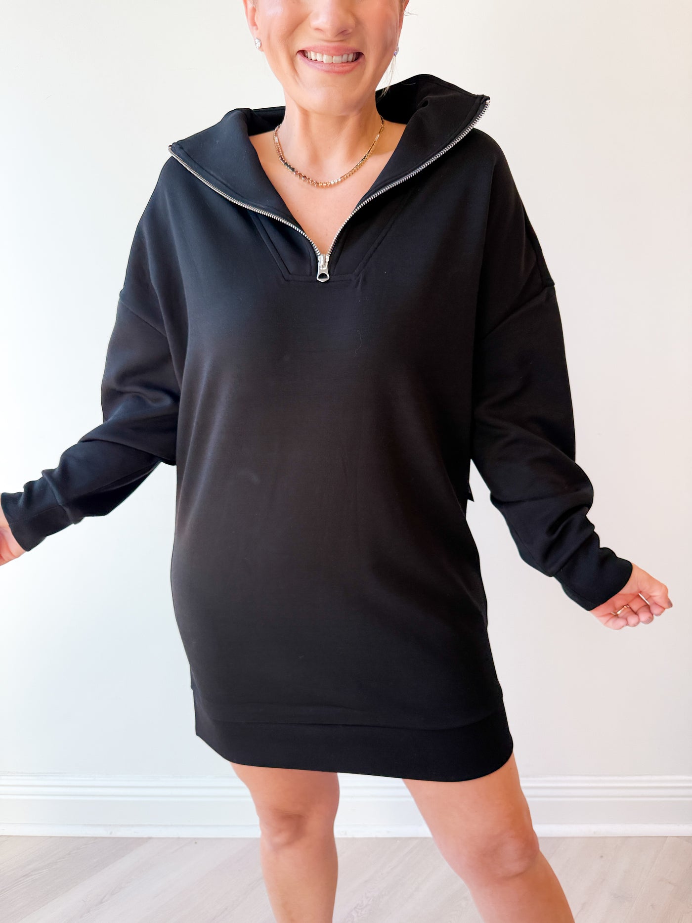 Seanni Half Zip Mini Dress black