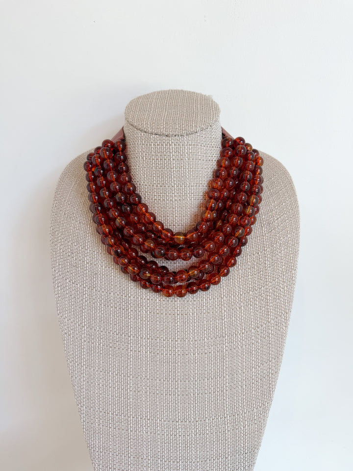 Nancy Beaded Magnetic Layered Necklace Tort