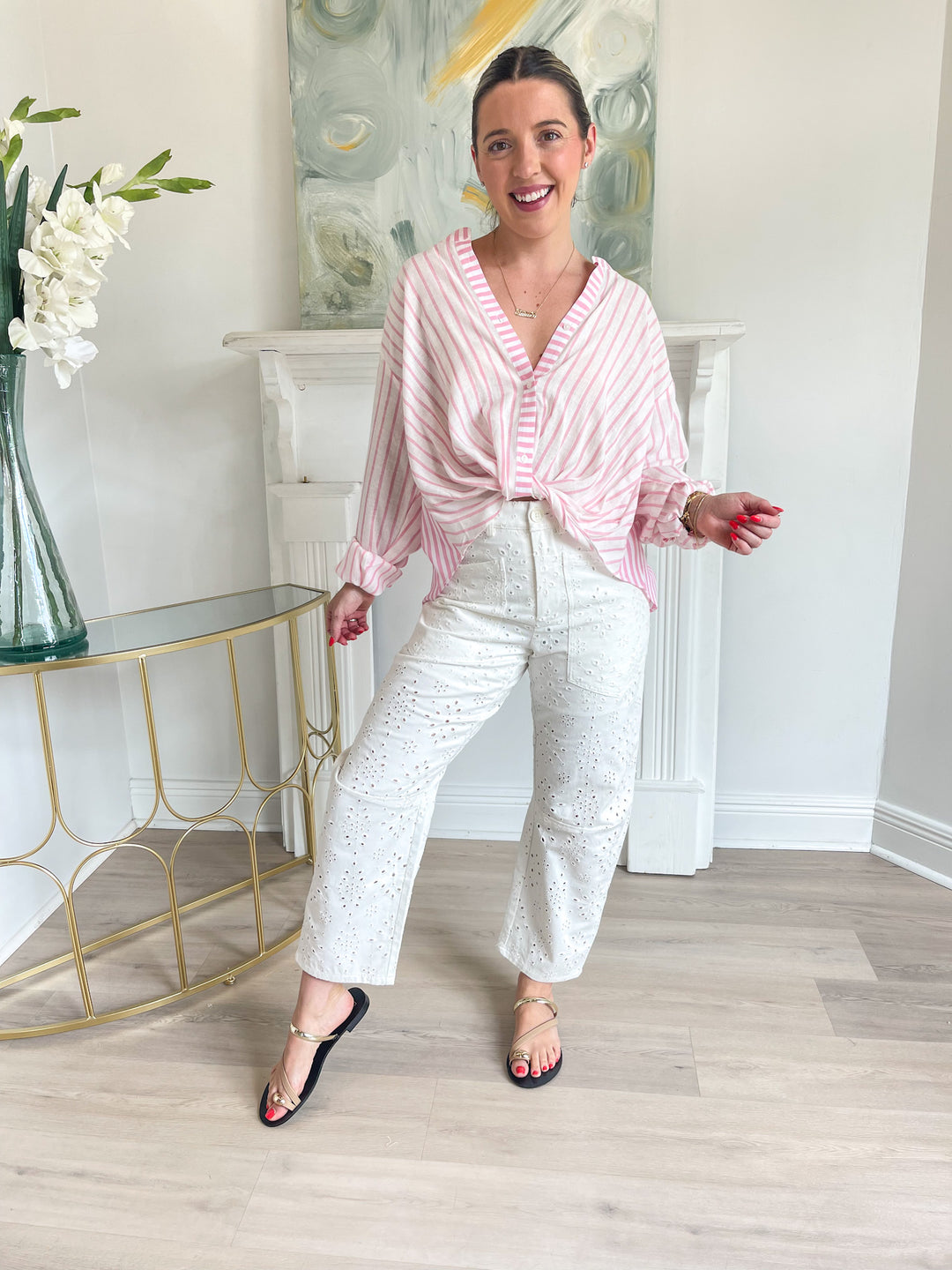 Witney Stripe Mix Top w Twist