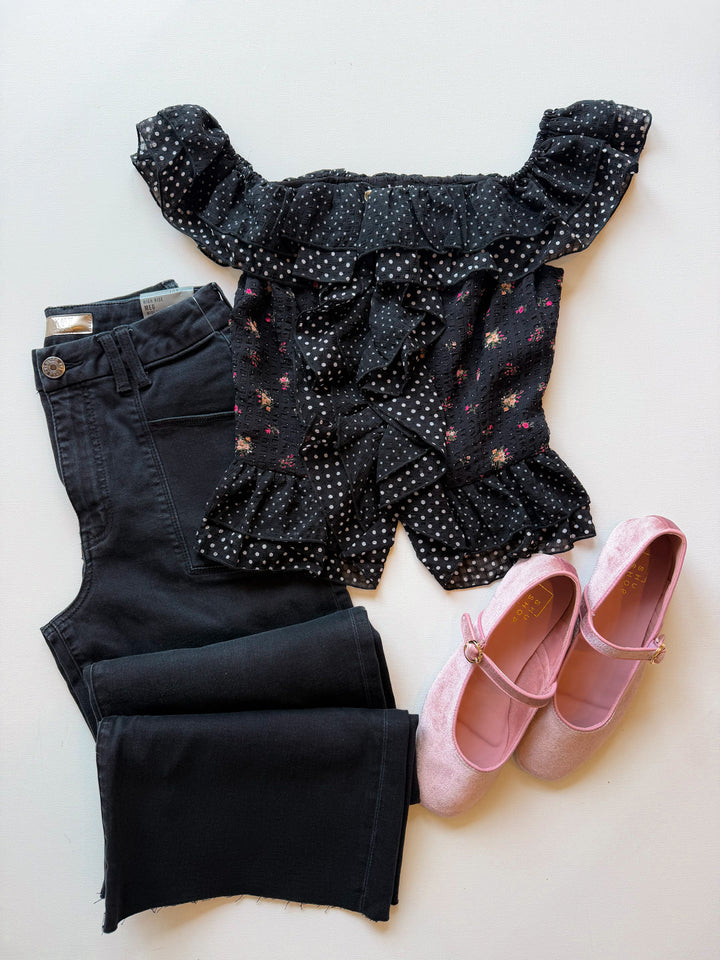 Jade Ruffle Trim Top
