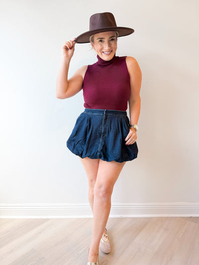 Carmen Knit Sleeveless Top Wine