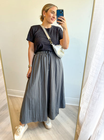 Sonia Drawstring Maxi Skirt Grey