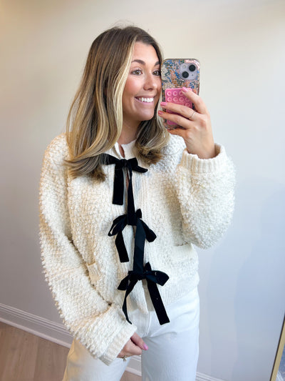 Pearl w/ Front Tie Cardigan