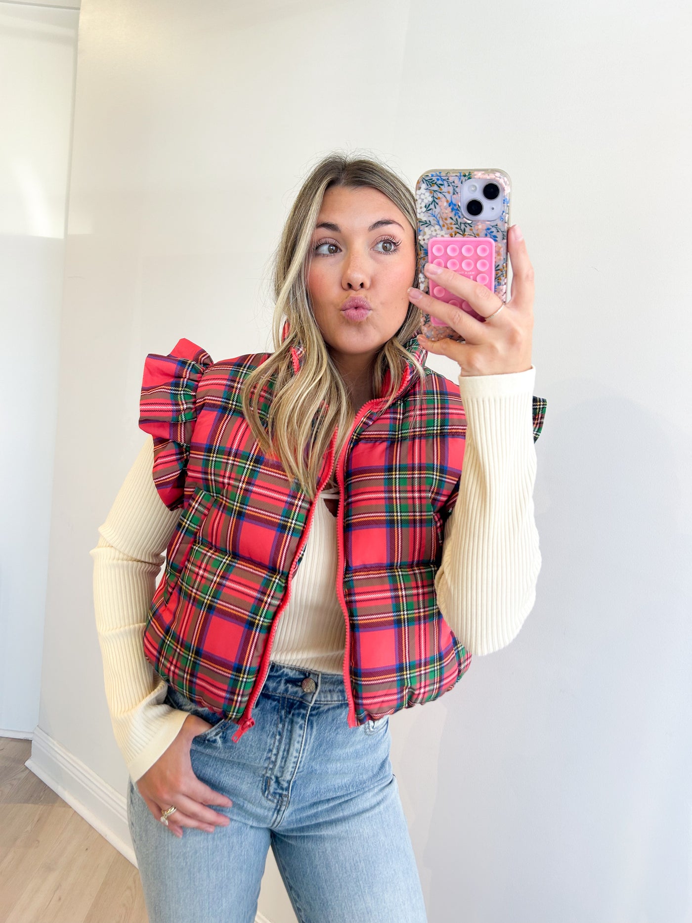 Gen Plaid Puffer Vest