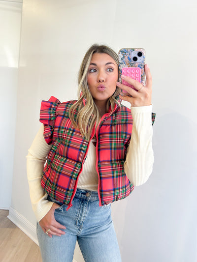 Gen Plaid Puffer Vest