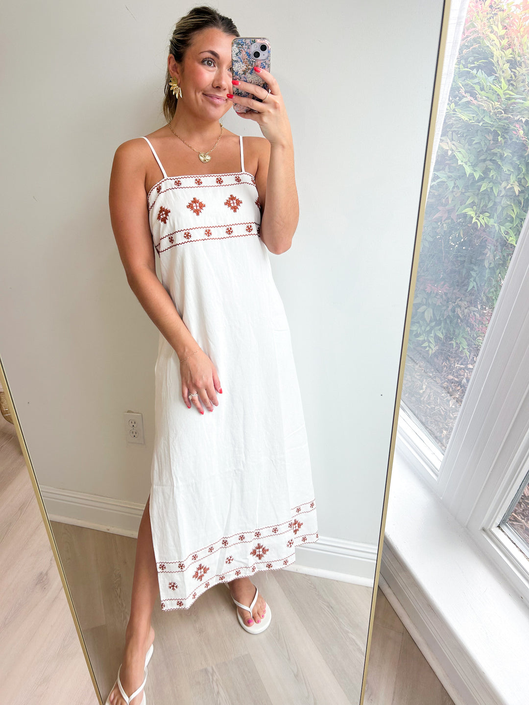 Warm Horizon Embroidered Midi Dress