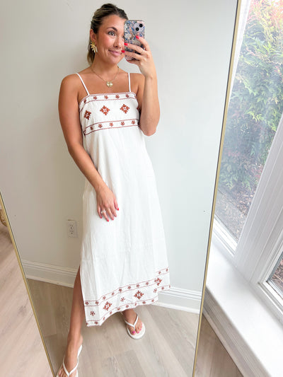 Warm Horizon Embroidered Midi Dress