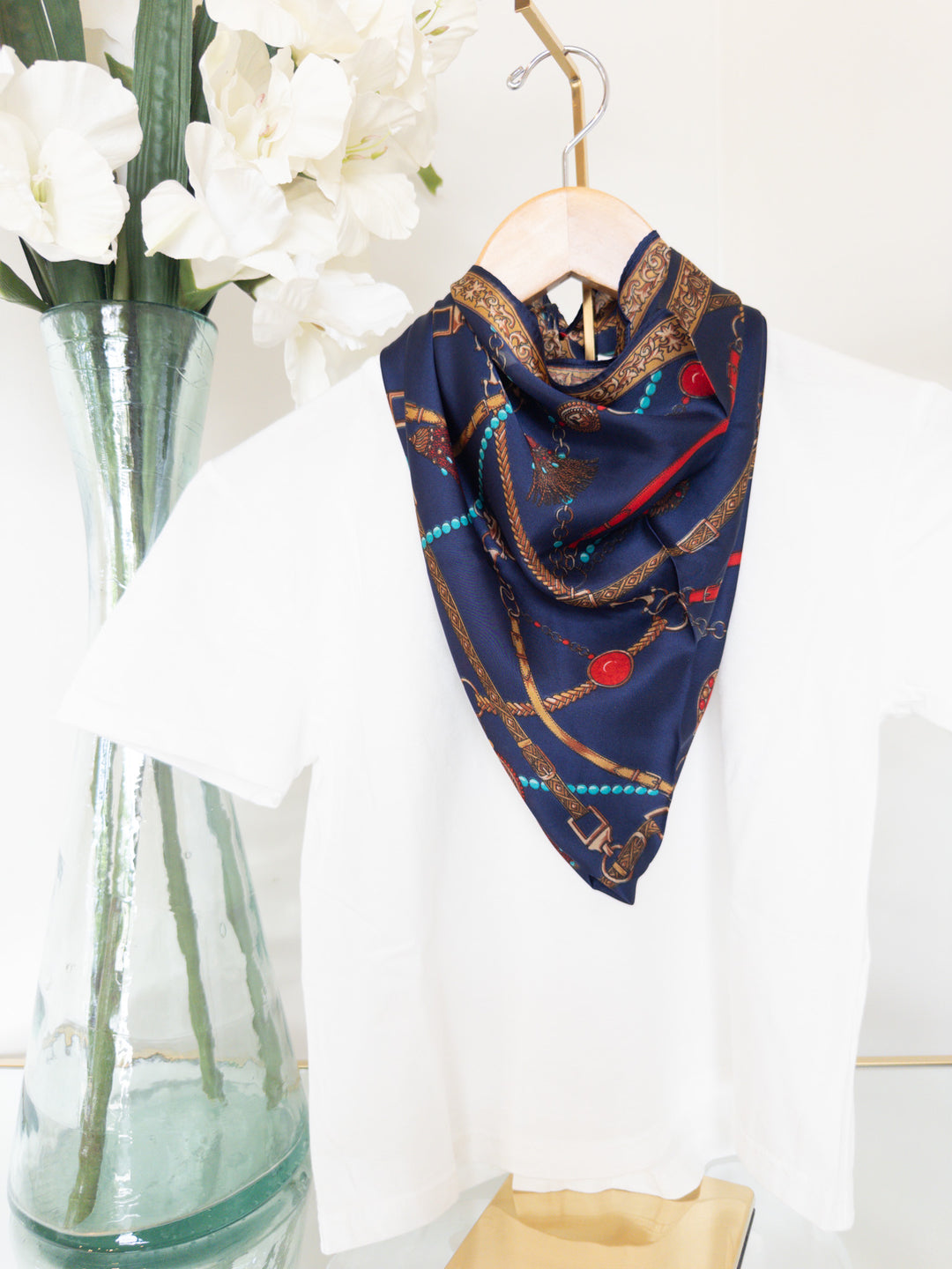 Lynn Scarf Navy Jewel &amp; Chain