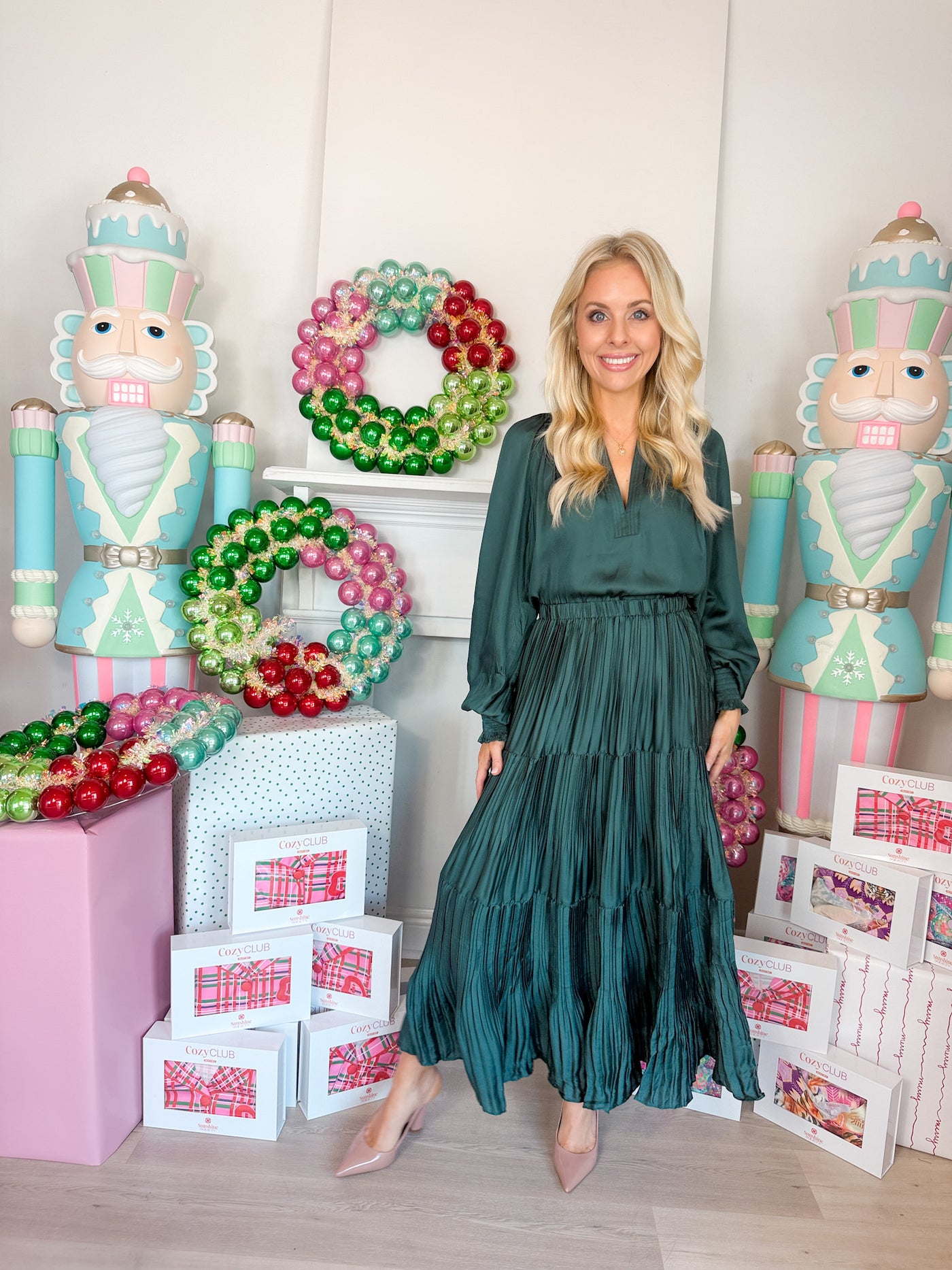 Mary Split Neck Smocked L/S Top