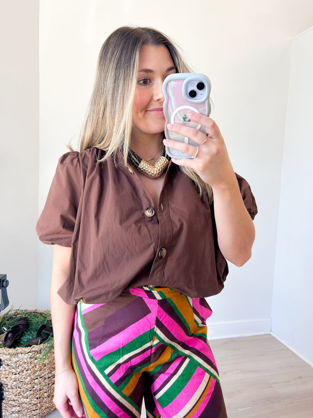 Bubble Brown Button Down