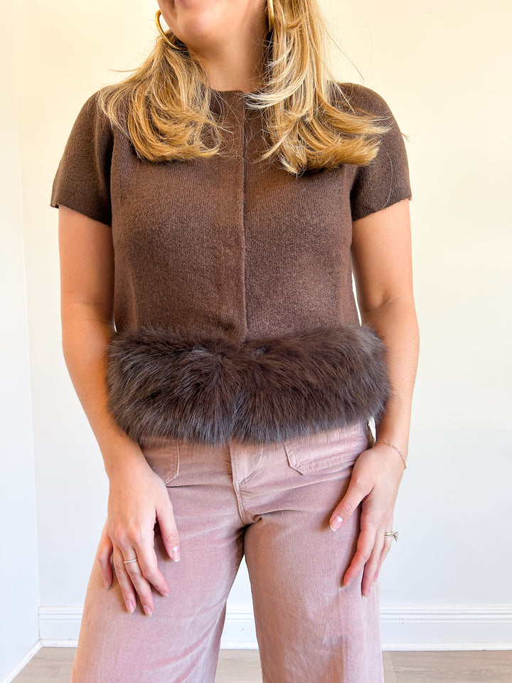 Delsie Fur Trimmed Knit Top