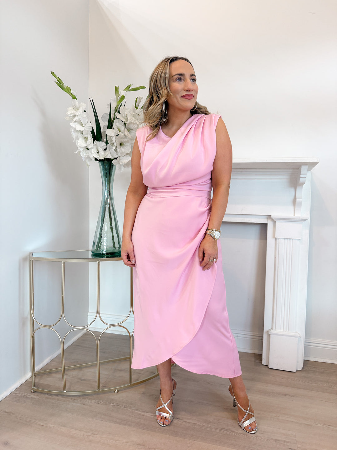 Lizzie High Cowl Neck Satin Top