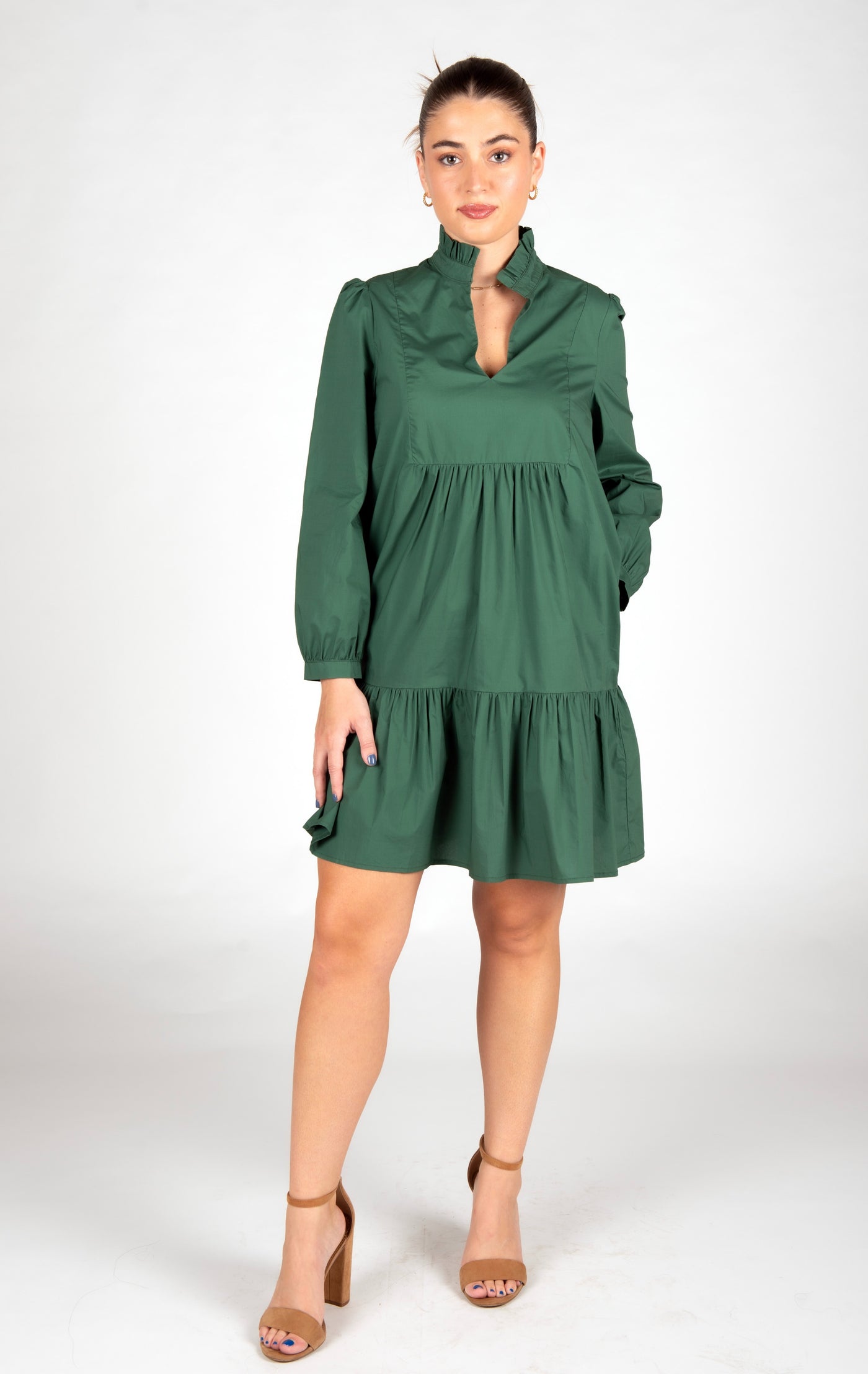 Tiered Poplin Mini Dress