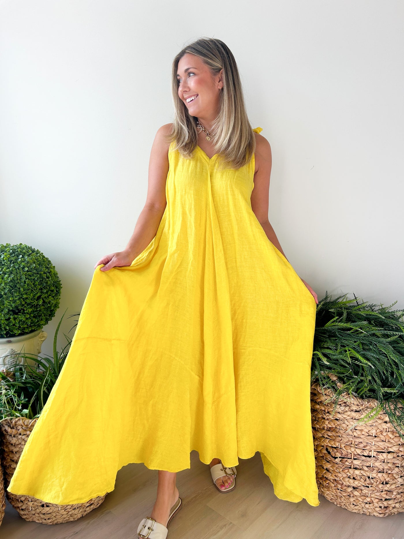 Amy Linen Maxi Dress yellow