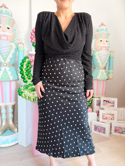 Britt Polka Dot Mid Rise Maxi Skirt
