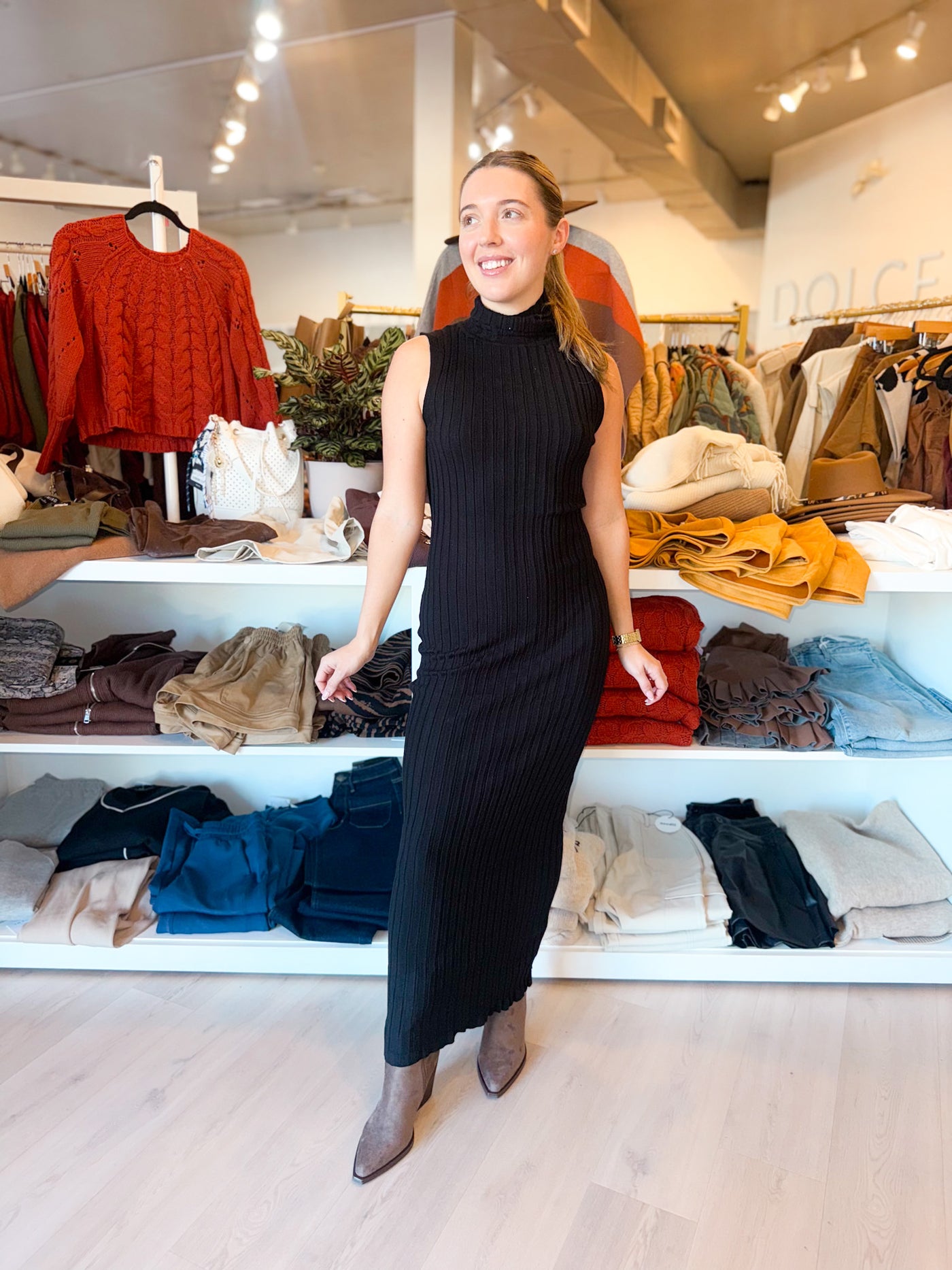 Whitney Turtleneck Sweater Dress Black