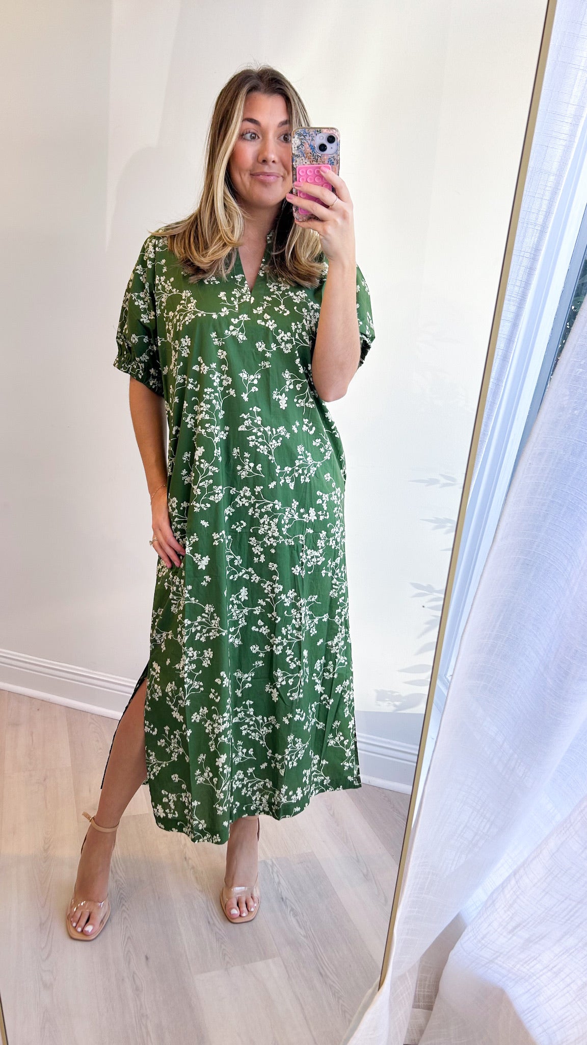 Nora Floral V-Neck Midi Dress