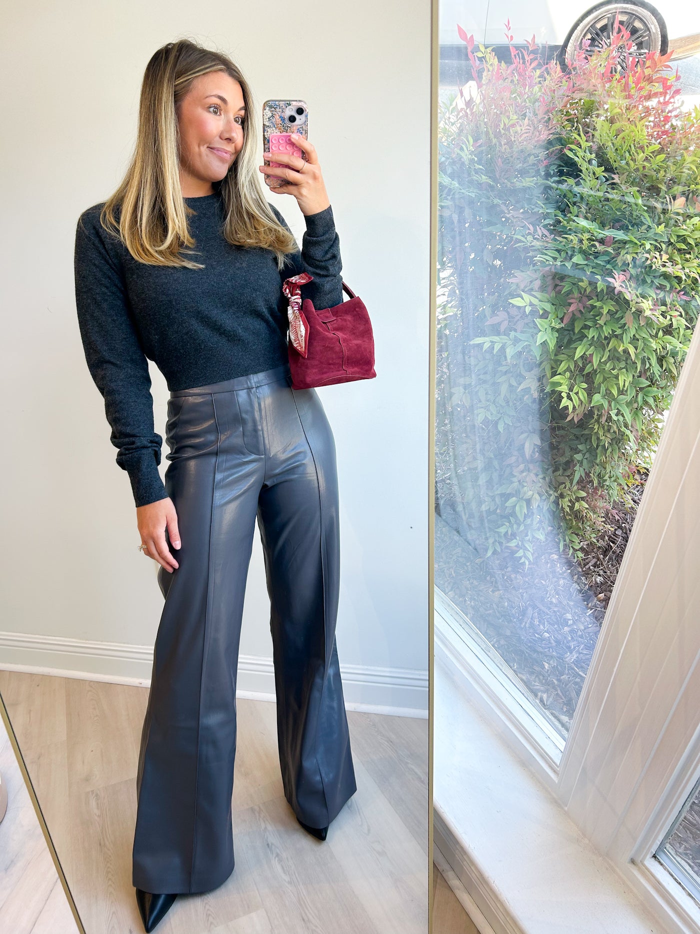 Highwaist Faux Leather Wide Leg Pant
