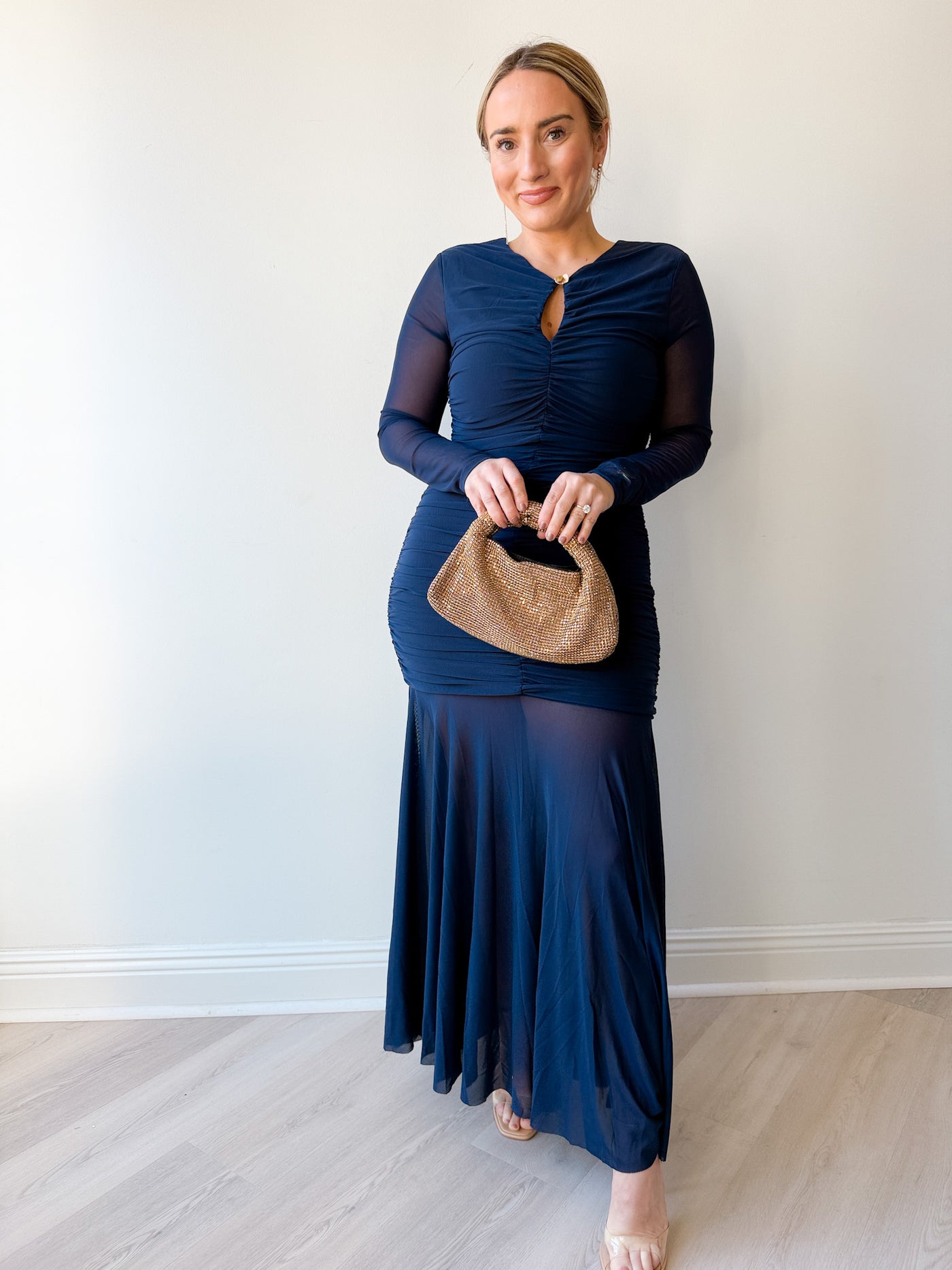 Yasmine Ruched Long Sleeve Dress