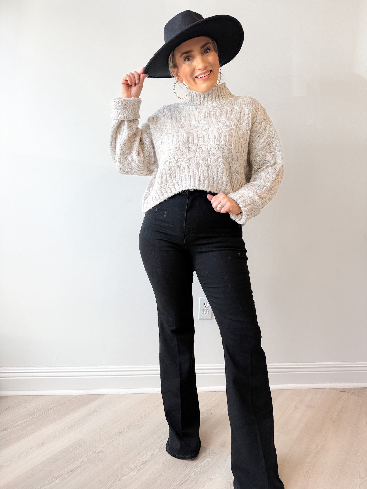 Lena Mock Neck Cropped Sweater