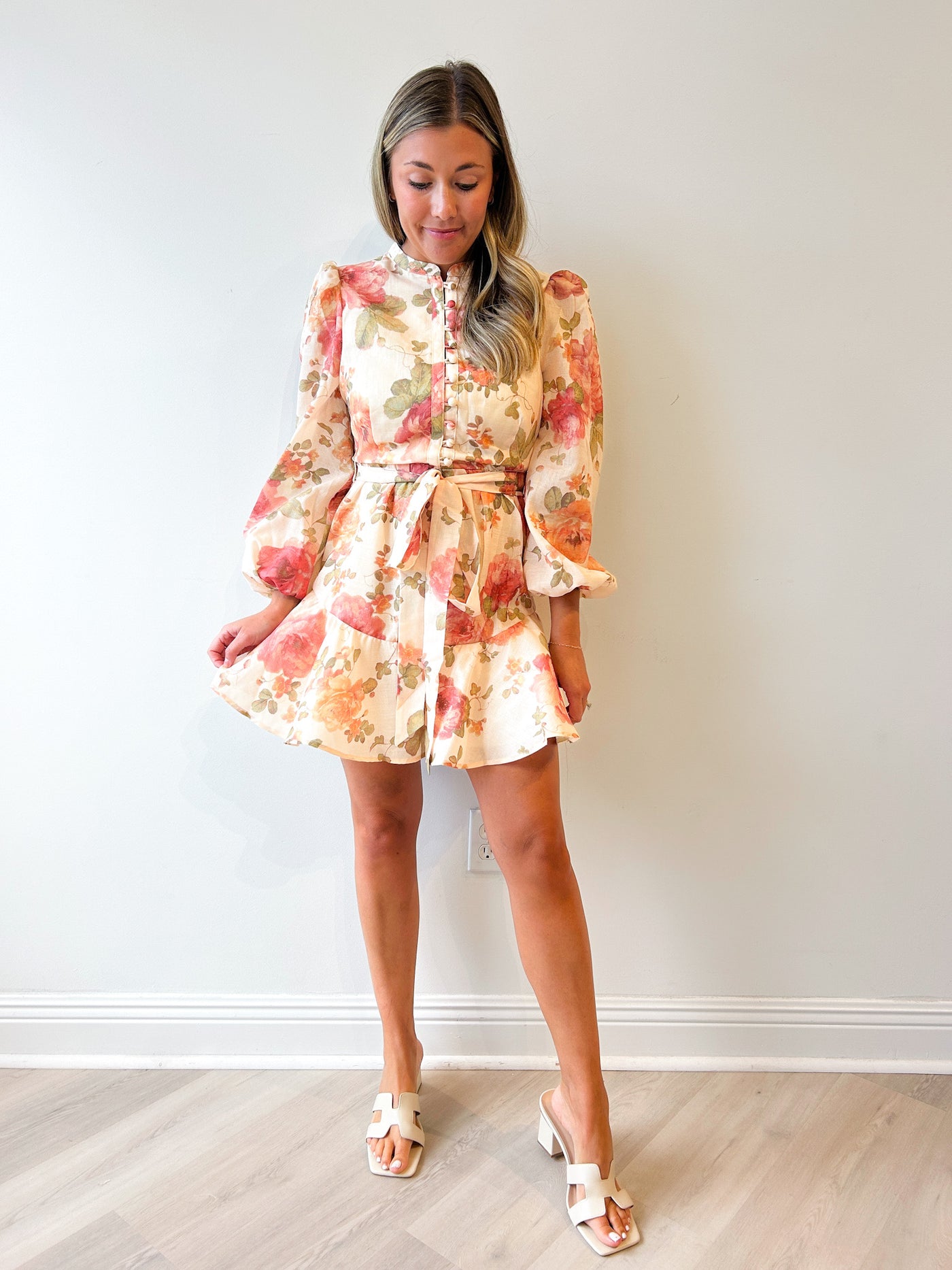 Anna Floral Button Mini Dress
