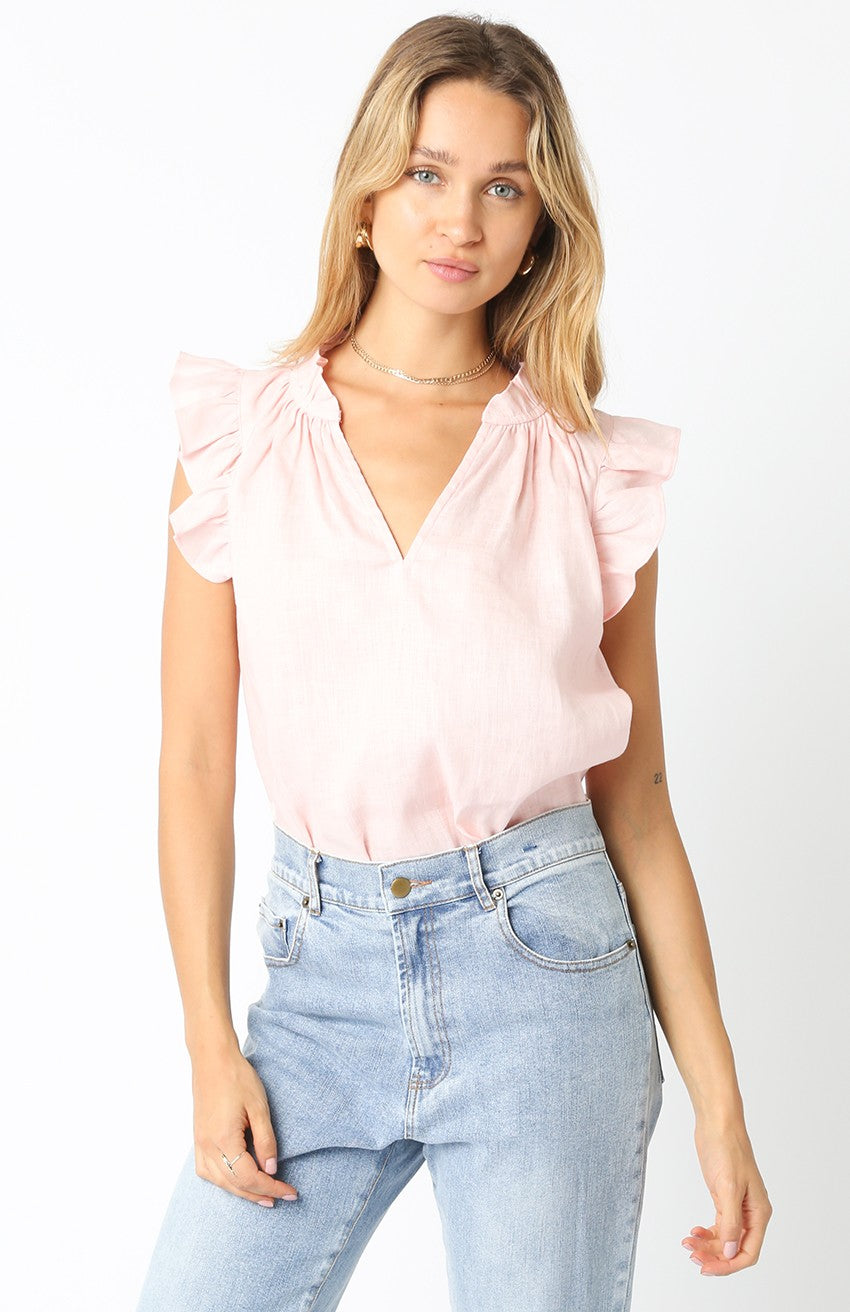 Heidi Linen Top blush