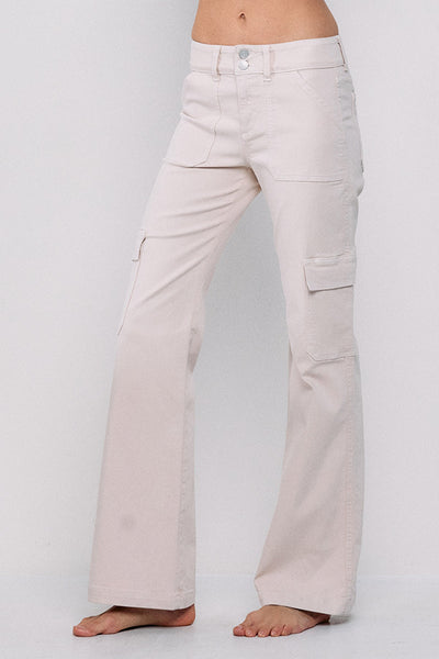 Mid- Rise Bootcut Cargo Jeans