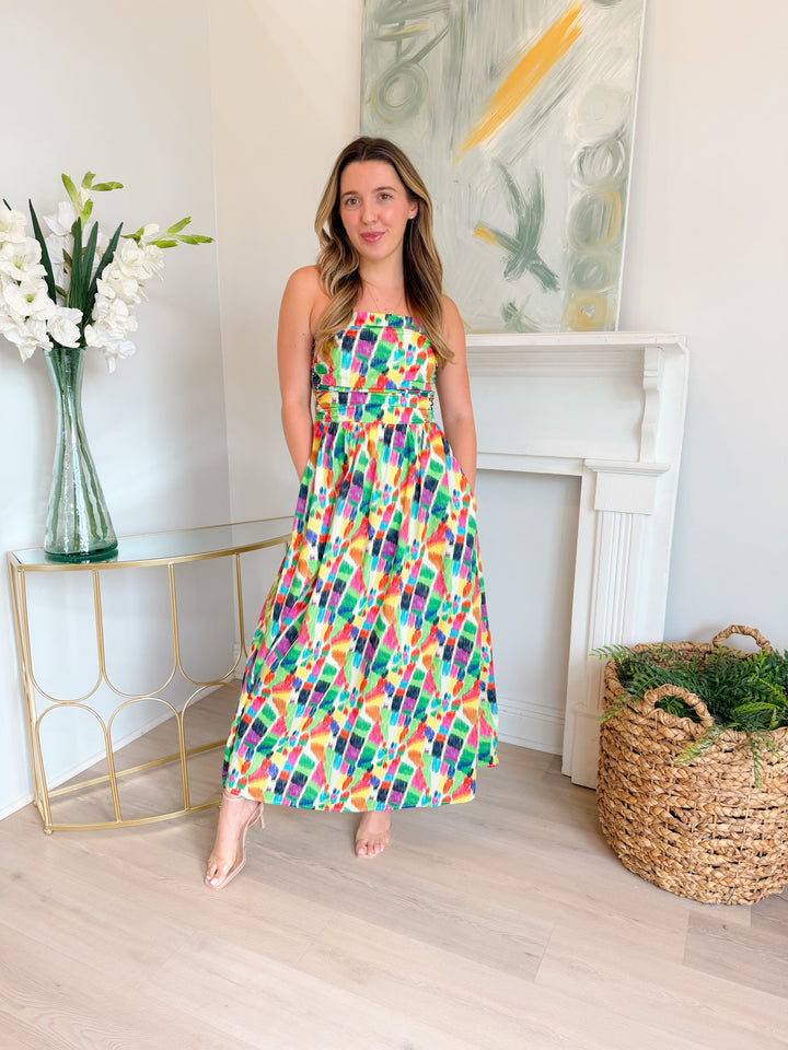 Rainbow Strokes Midi Dress