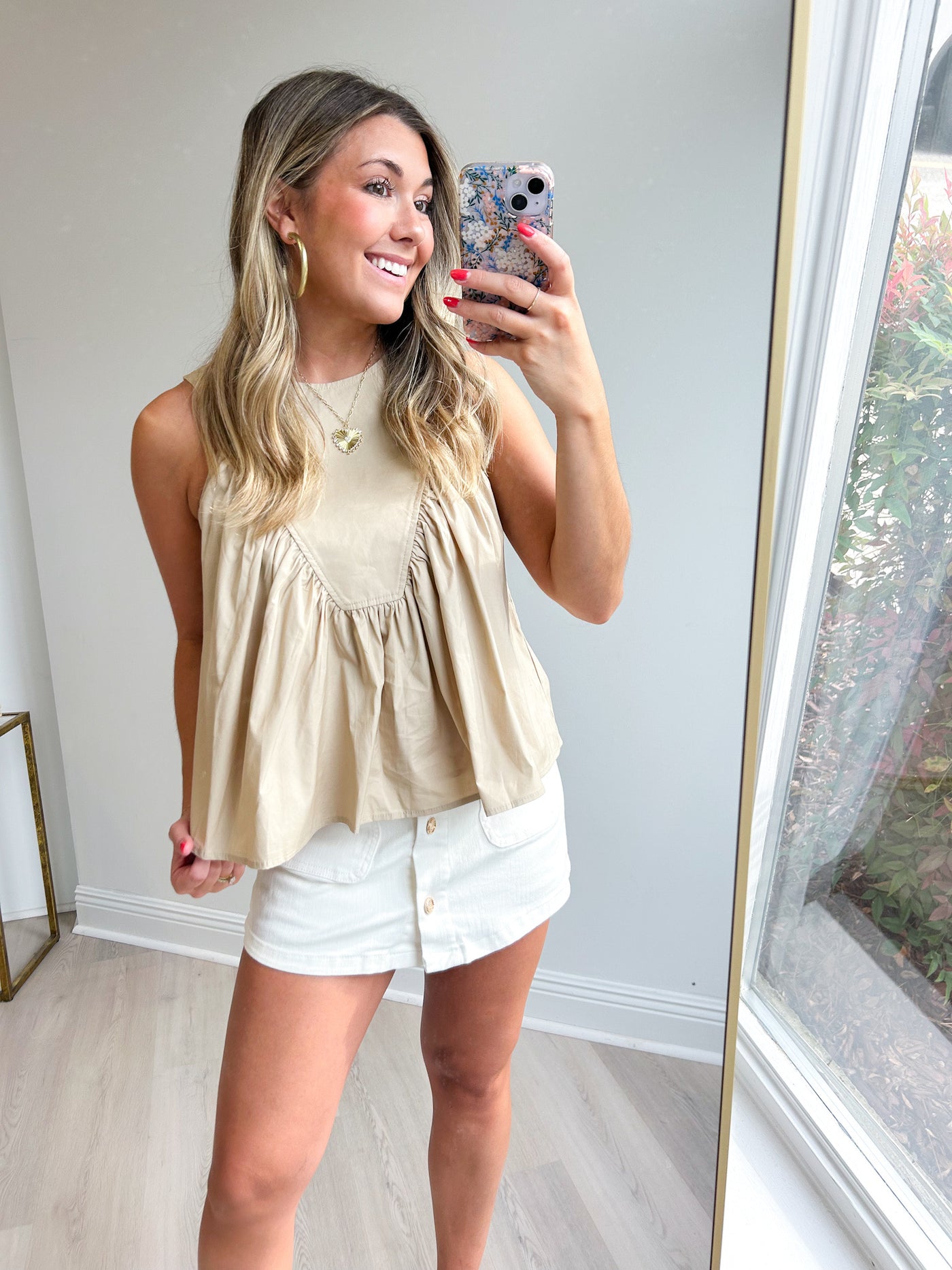 Mae Gathered Poplin Top