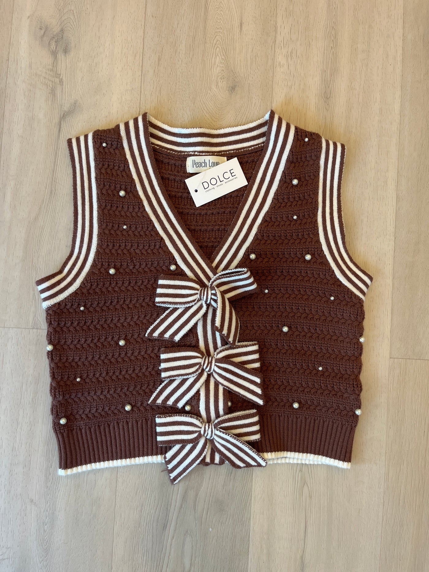 Salli Pearl Bow Cropped Sweater