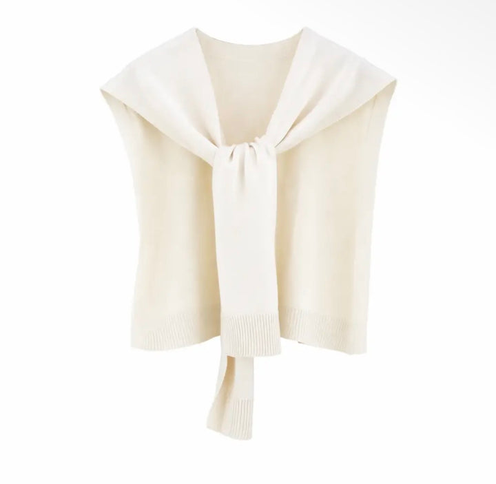 Preppy Mock Neck Sweater Wrap White