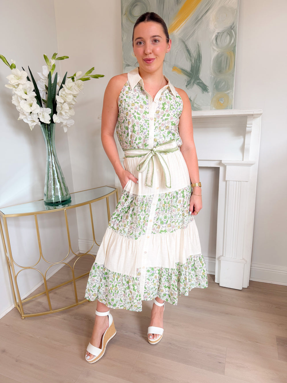 Blair Mixed Media Flared Midi Skirt