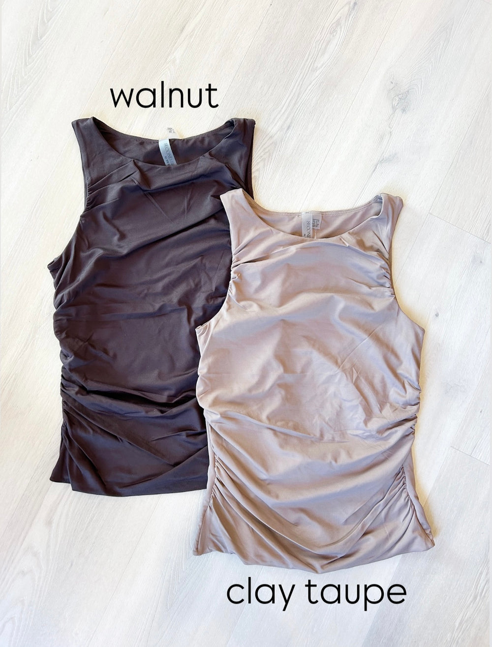 Rima Shirred Tank Top Dark Walnut
