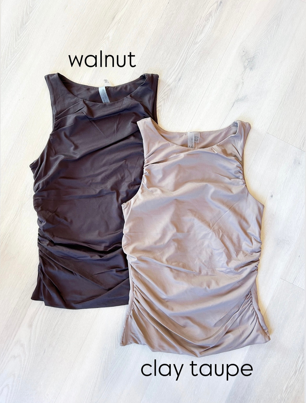 Rima Shirred Tank Top Dark Walnut