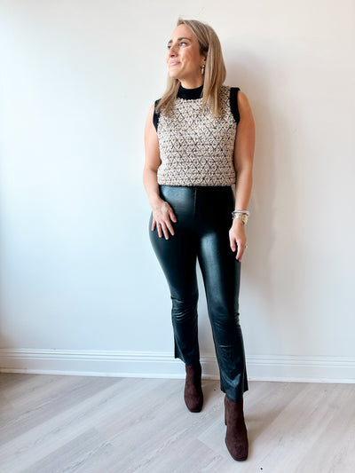 Faux Leather Crop Flare