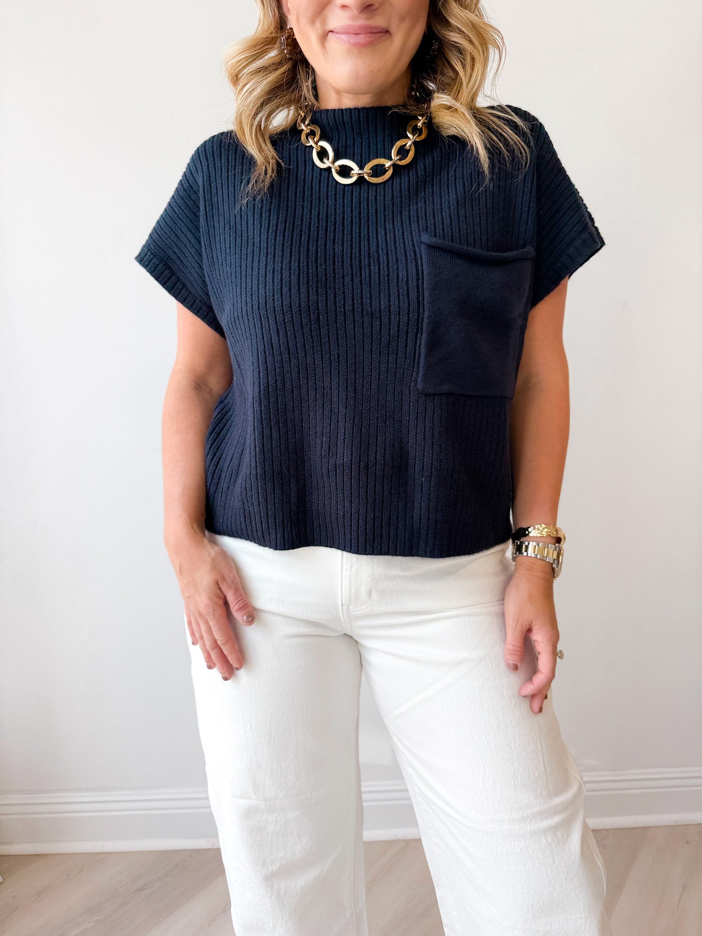 Kristen Mock Neck Pocket Sweater