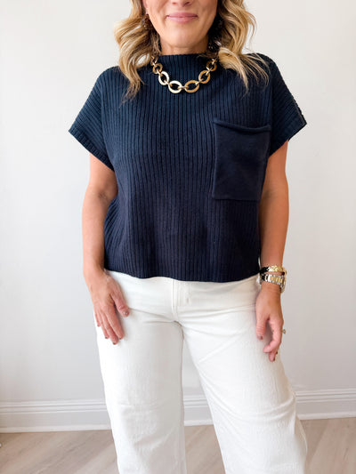Kristen Mock Neck Pocket Sweater